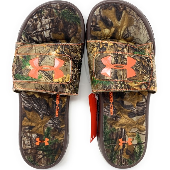 camo under armour flip flops
